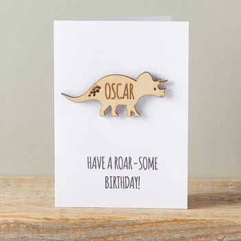 Personalised Triceratops Dinosaur Card, 2 of 5