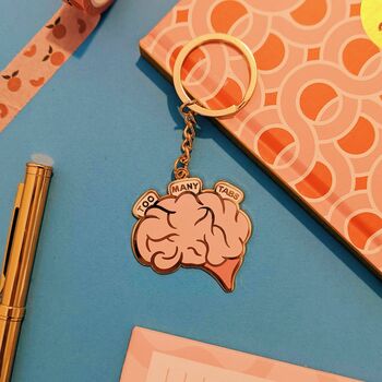 Too Many Tabs Brain Enamel Keyring, 2 of 5