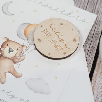 Teddy Bear Balloon Baby Shower Invitation Magnet, 5 of 6