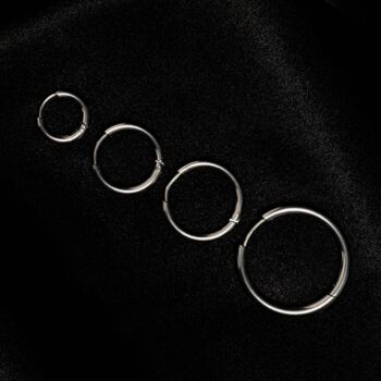 Silver Stainless Steel Hoop Earrings For Men, 3 of 10