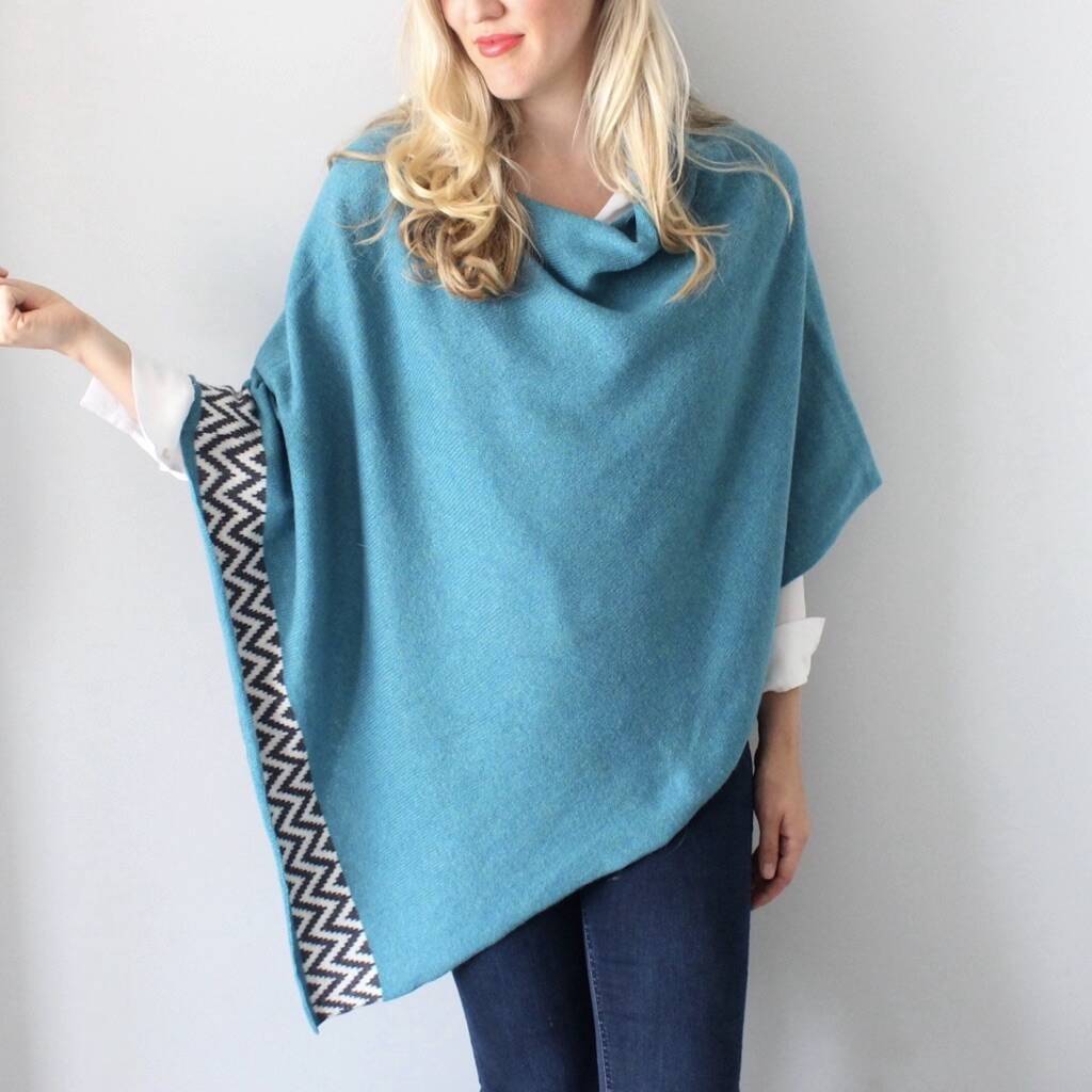Geometric Lambswool Poncho By Gabrielle Vary Knitwear ...
