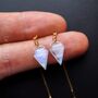 Rainbow Moonstone Crystal Threader Earrings, thumbnail 3 of 11