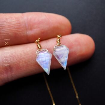 Rainbow Moonstone Crystal Threader Earrings, 3 of 11