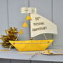 Personalised Golden 50th Anniversary Sail Boat Card, thumbnail 1 of 7