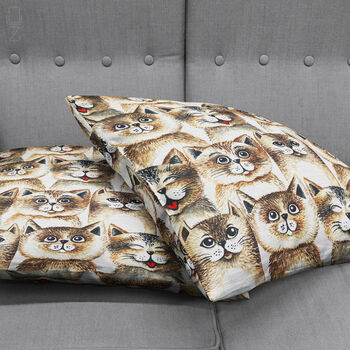 Fun Cat Faces Decorative Soft Cushion Cover, 4 of 7