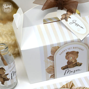 Personalised Bear Birthday Party Gift Favour Food Box, 5 of 6