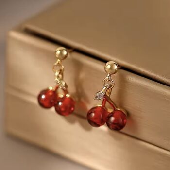 Cherry Earrings And Necklace Set, 2 of 3