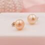 Genuine Pink Pearl Stud Earrings In Sterling Silver, thumbnail 4 of 12