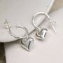 Sterling Silver Heart Charm Hoop Earrings, thumbnail 1 of 8