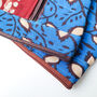Fair Trade Wristlet Clutch Bag With Strap, Handmade Blue Red Phone Purse Wallet, thumbnail 5 of 10