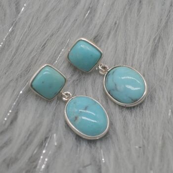 Turquoise Earrings: Silver, December Birthstone, 5 of 7