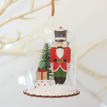 Nutcracker Soldier Glass Dome Christmas Tree Decoration, 2 of 3