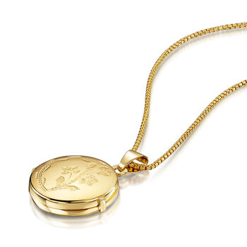 Italian Floral Round Locket – 18 K Gold Plated, 2 of 5