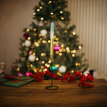 Handmade Teal And Gold Dipped Glitter Candlesticks Pair, 2 of 2