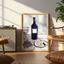 Cheese And Wine Art Print, Wall Decor, Cheese And Wine Gift, thumbnail 3 of 4