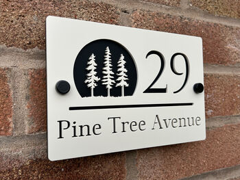 Personalised Pine Tree Design House Acrylic Number Sign, 3 of 4