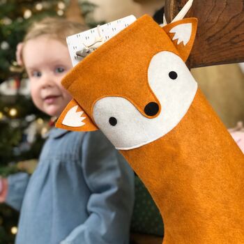 Fox Handmade Felt Dress Up Christmas Stocking, 11 of 12