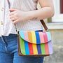 Rainbow Stripe Multicoloured Recycled Leather Bag, thumbnail 3 of 4