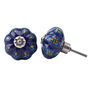 Set Of Two Yellow And Blue Flower Ceramic Drawer Pull, thumbnail 2 of 2