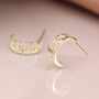 Yellow Gold Plated Half Hoop Star Earrings, thumbnail 2 of 7