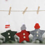 Christmas Fabric Star With Bobble Hat Decoration, thumbnail 1 of 6