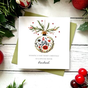 Handmade Scandi Christmas Bauble Card, 3 of 4
