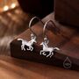 Sterling Silver Cute Horse Dangle Hook Earrings, thumbnail 1 of 9