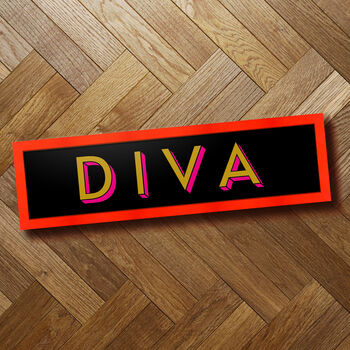 Diva Neon Print Framed | Sign | Gallery Wall | Wall Art, 2 of 6