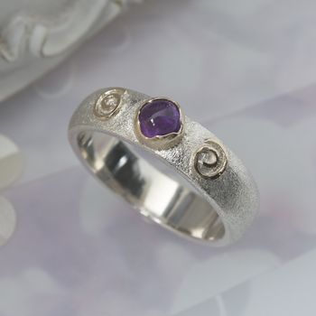 Gemstone Band Ring, Silver And Gold Ring, 5 of 8