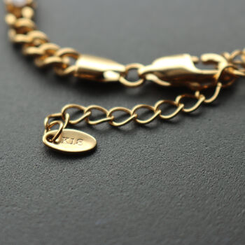Zirconia Charm Bracelet Cuban Chain 18k Gold Plated, 7 of 10