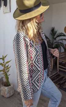 Zambezi Geometric Tribal Short Biker Jacket Coat, 5 of 12