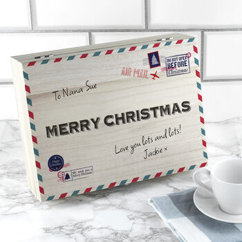 Personalised Retro Mail Christmas Vegan Snacks Box, 3 of 5
