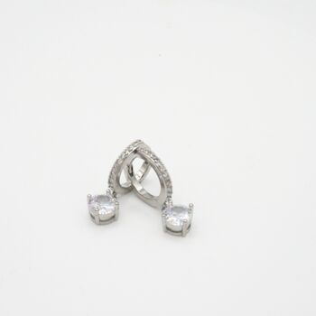 Silver Sparkling Diamond Style Hoop Bridal Earrings, 4 of 8