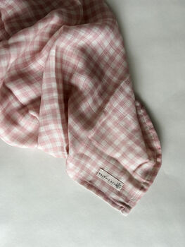 Gingham Pink Large Swaddle Muslin, 6 of 6