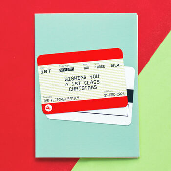 Personalised Train Ticket Christmas Card, 3 of 5