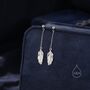 Delicate Feather Drop Stud Earrings, thumbnail 1 of 11