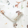 Woodland Animals Organic Cotton Baby Sleepsuit And Hat Set, thumbnail 2 of 3