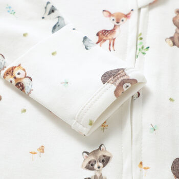 Woodland Animals Organic Cotton Baby Sleepsuit And Hat Set, 2 of 3