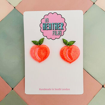 Peach Glitter Earrings / You're A Peach Gift, 2 of 6