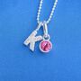 Girl's Personalised Sparkle Initial Birthstone Necklace, thumbnail 3 of 9