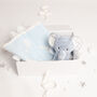 Blue Elephant Toy And Rattle Blanket Baby Gift Set, thumbnail 2 of 6