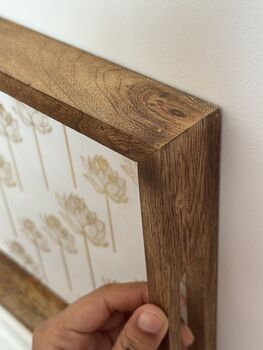 Wood Serving Tray With Handle, Cream And Gold India Print, 4 of 7