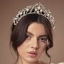 Wedding Tiara With Ivory Crystals And Flowers Coraline, thumbnail 4 of 11