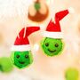 Set Of Two Brussel Sprouts In Hats Felt Decoration, thumbnail 1 of 2