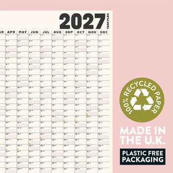 2027 Large A1 Wall Planner | Portrait | Black And White, 3 of 4