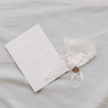 Personalised Something Blue Infinity Symbol Wedding Garter, 5 of 8