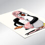 Penguin Naked In Bathroom, Funny Toilet Art, thumbnail 3 of 6