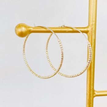 Large Hoop Sterling Silver / Gold Plated Bead Earrings, 7 of 12