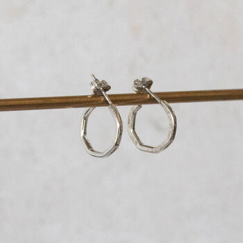 Sterling Silver Mini Hexagon Everyday Hoops, 3 of 6