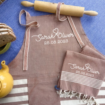 Personalised Cotton Apron, Tea Towels, Cotton Anniversary Gift, 4 of 12